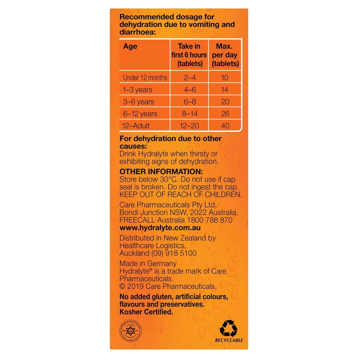 Thumbnail Hydralyte Effervescent Electrolyte Tablets Orange 10 Pack