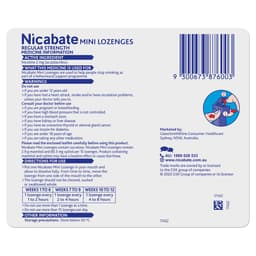 Nicabate Quit Smoking Mini Lozenges Mint 2Mg - 60 Pack