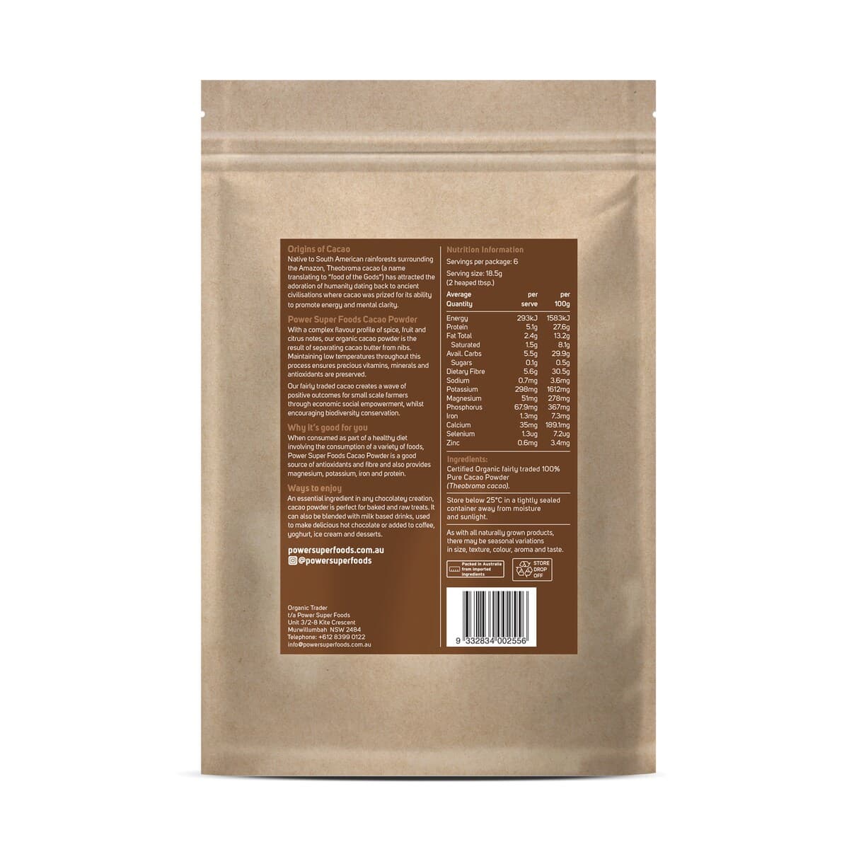 Thumbnail Power Super Foods Cacao Powder Kraft 125G