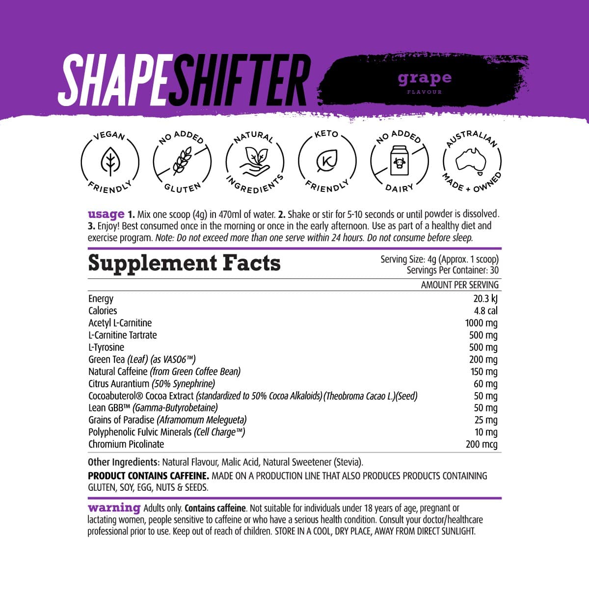 Thumbnail White Wolf Nutrition Shape Shifter Grape 150G