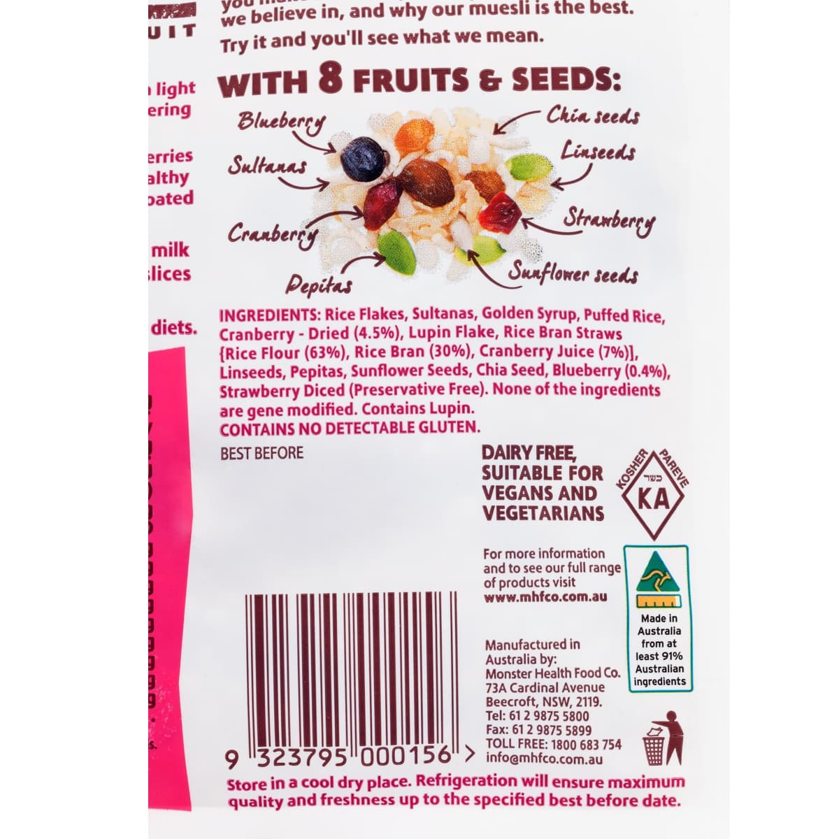 Thumbnail Monster Health Food Co Free & Fruity Muesli - Gluten Free 500G