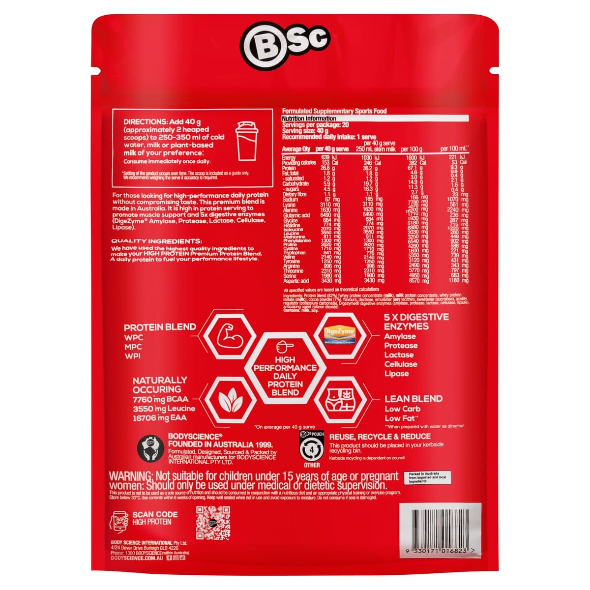 Thumbnail Bsc Body Science High Protein Powder Chocolate 800G