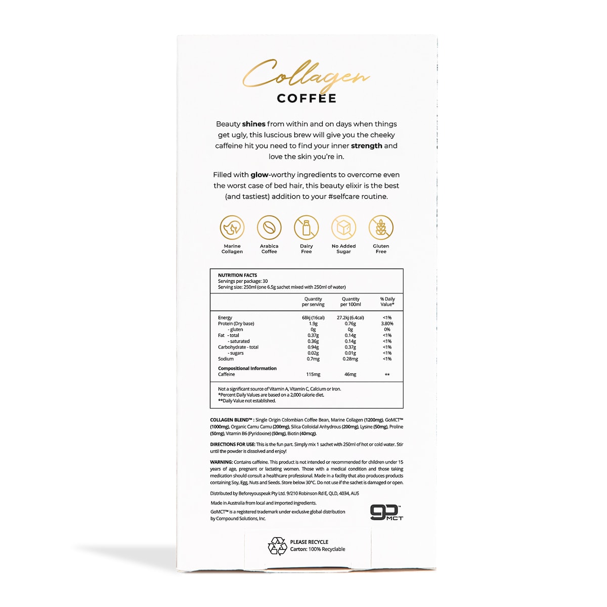 Thumbnail Beforeyouspeak Coffee Collagen Blend Unsweetened 30 X 6.5G