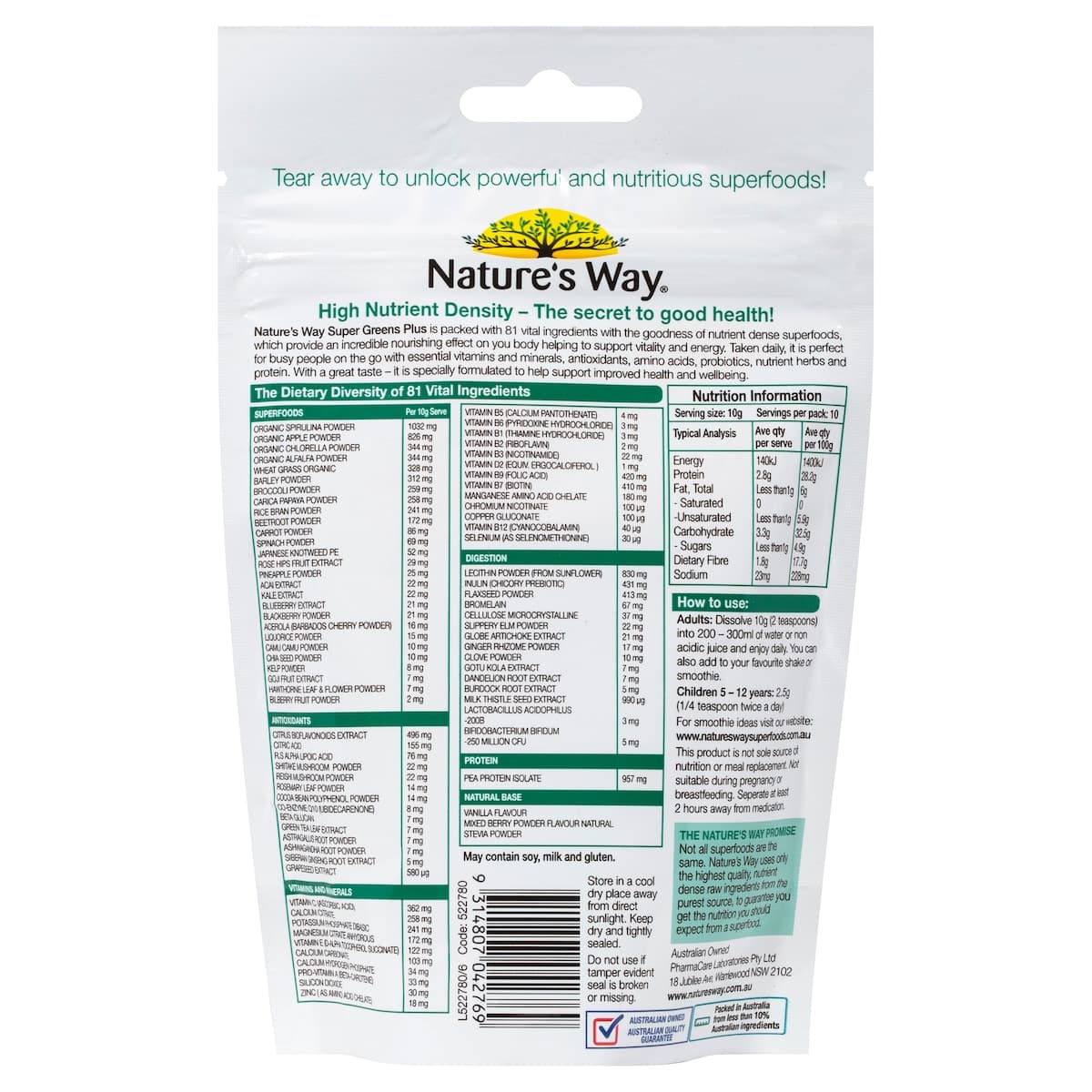 Thumbnail Natures Way Superfood Super Greens Plus 100G