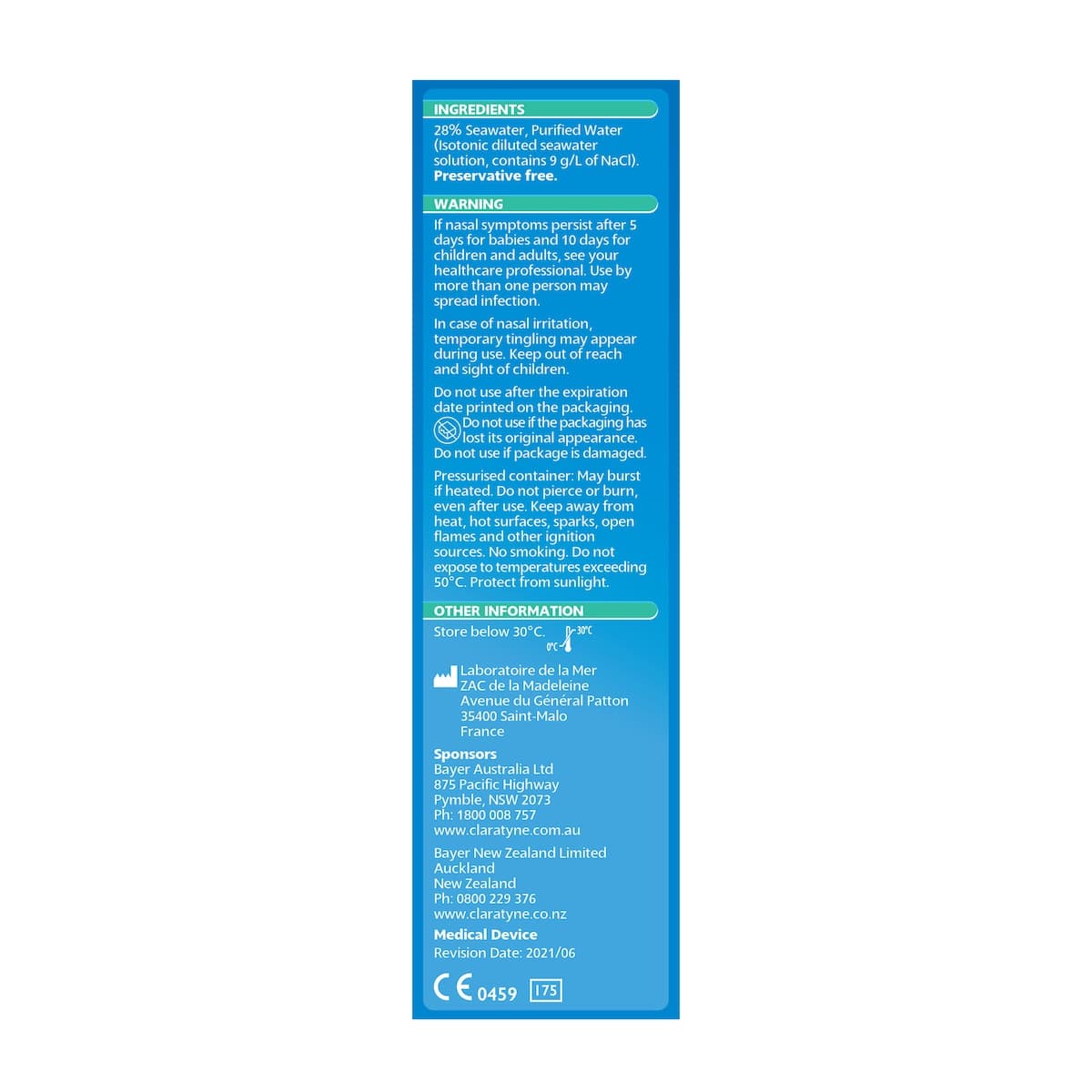 Thumbnail Claratyne Saline Nasal Spray 100Ml