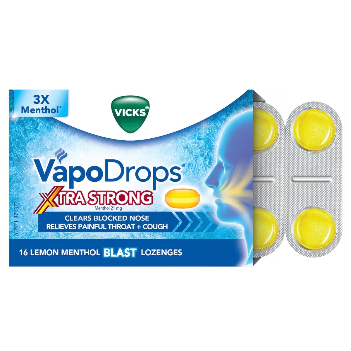 Thumbnail Vicks Vapodrops + Cough Xtra Strong Lemon Menthol Blast 16 Lozenges