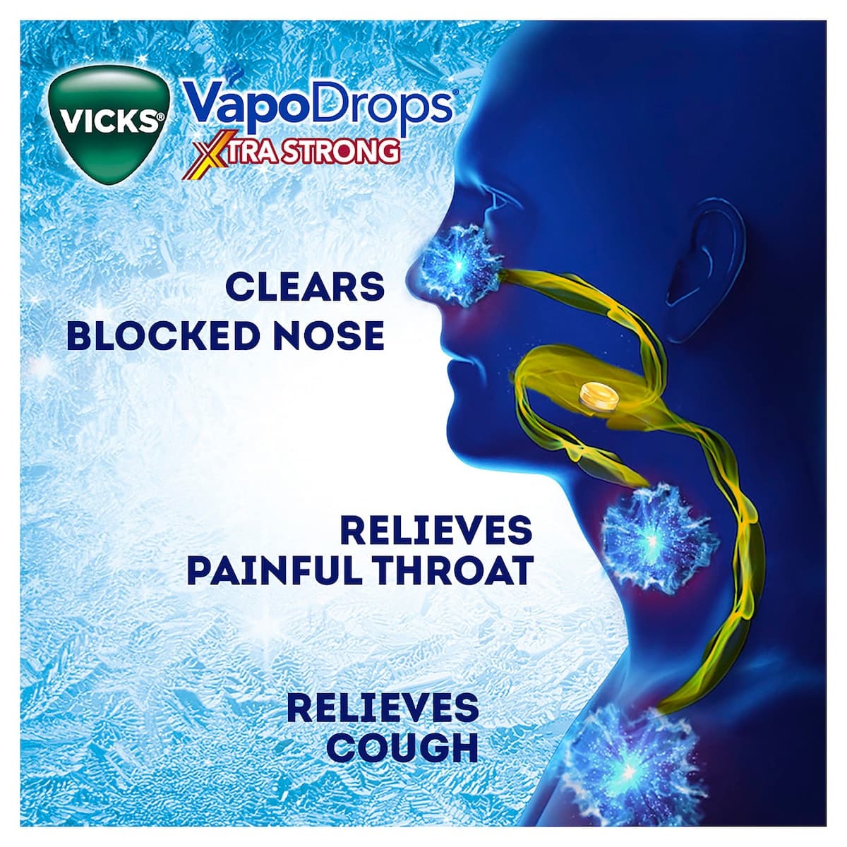 Thumbnail Vicks Vapodrops + Cough Xtra Strong Lemon Menthol Blast 16 Lozenges