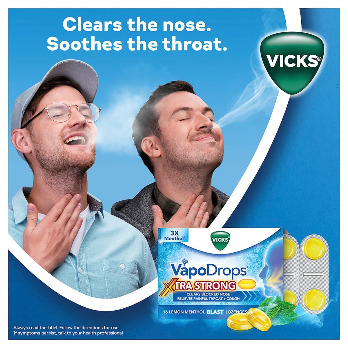 Thumbnail Vicks Vapodrops + Cough Xtra Strong Lemon Menthol Blast 16 Lozenges