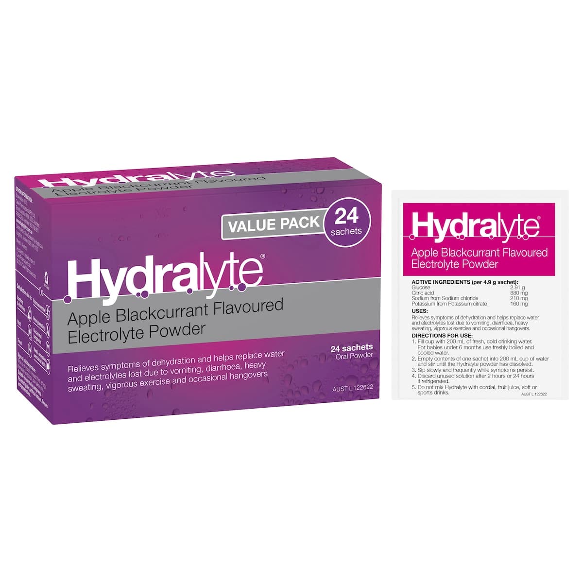 Thumbnail Hydralyte Electrolyte Powder Apple Blackcurrant 24 Sachets