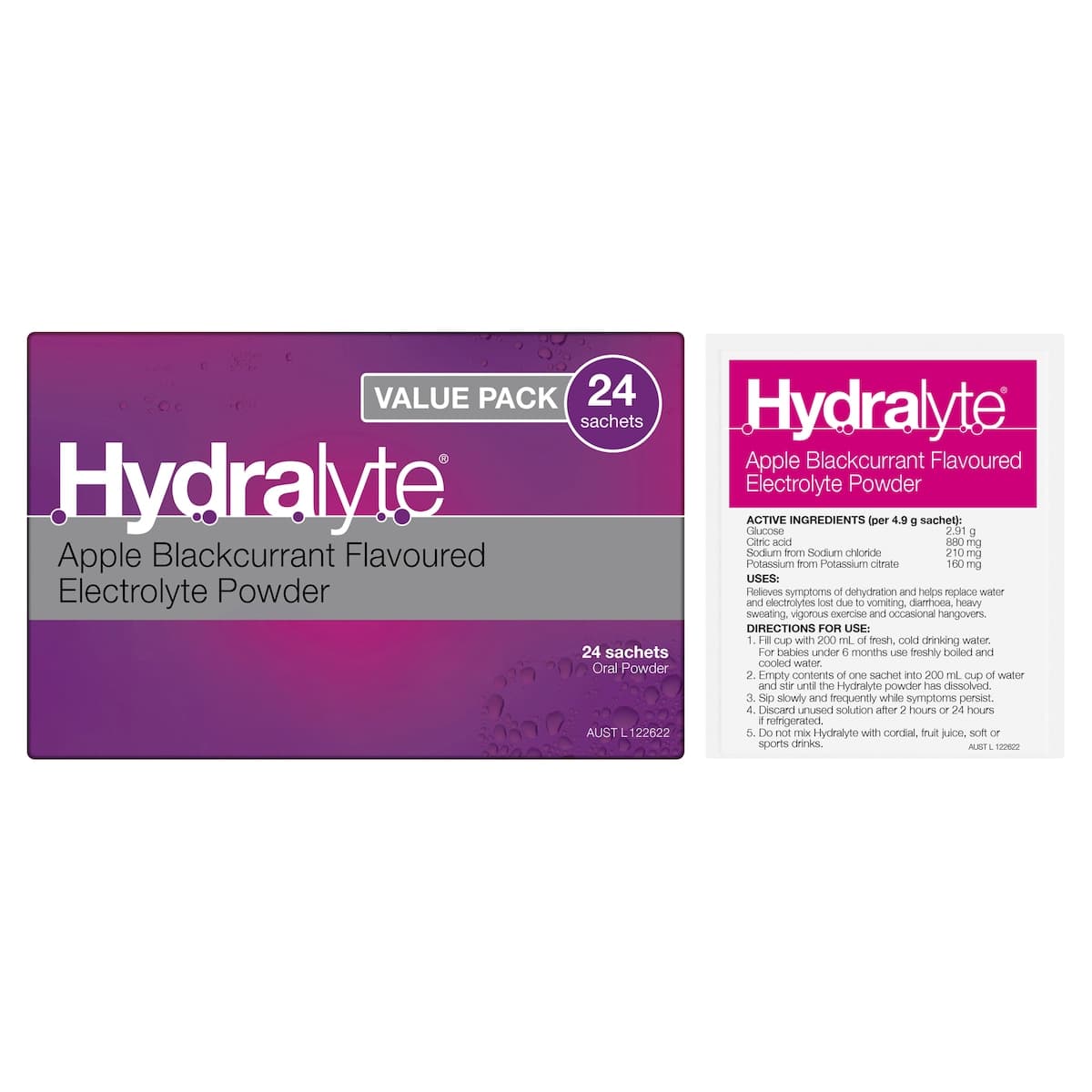 Thumbnail Hydralyte Electrolyte Powder Apple Blackcurrant 24 Sachets