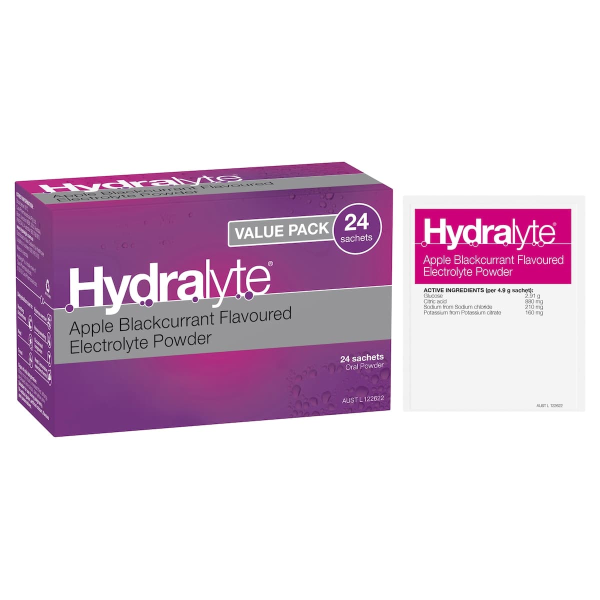 Thumbnail Hydralyte Electrolyte Powder Apple Blackcurrant 24 Sachets