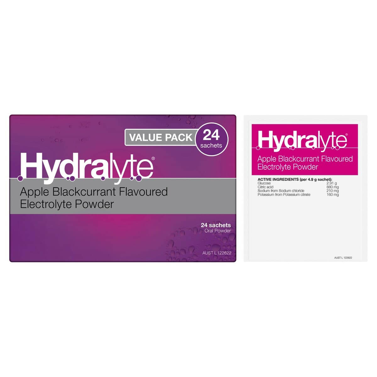 Thumbnail Hydralyte Electrolyte Powder Apple Blackcurrant 24 Sachets