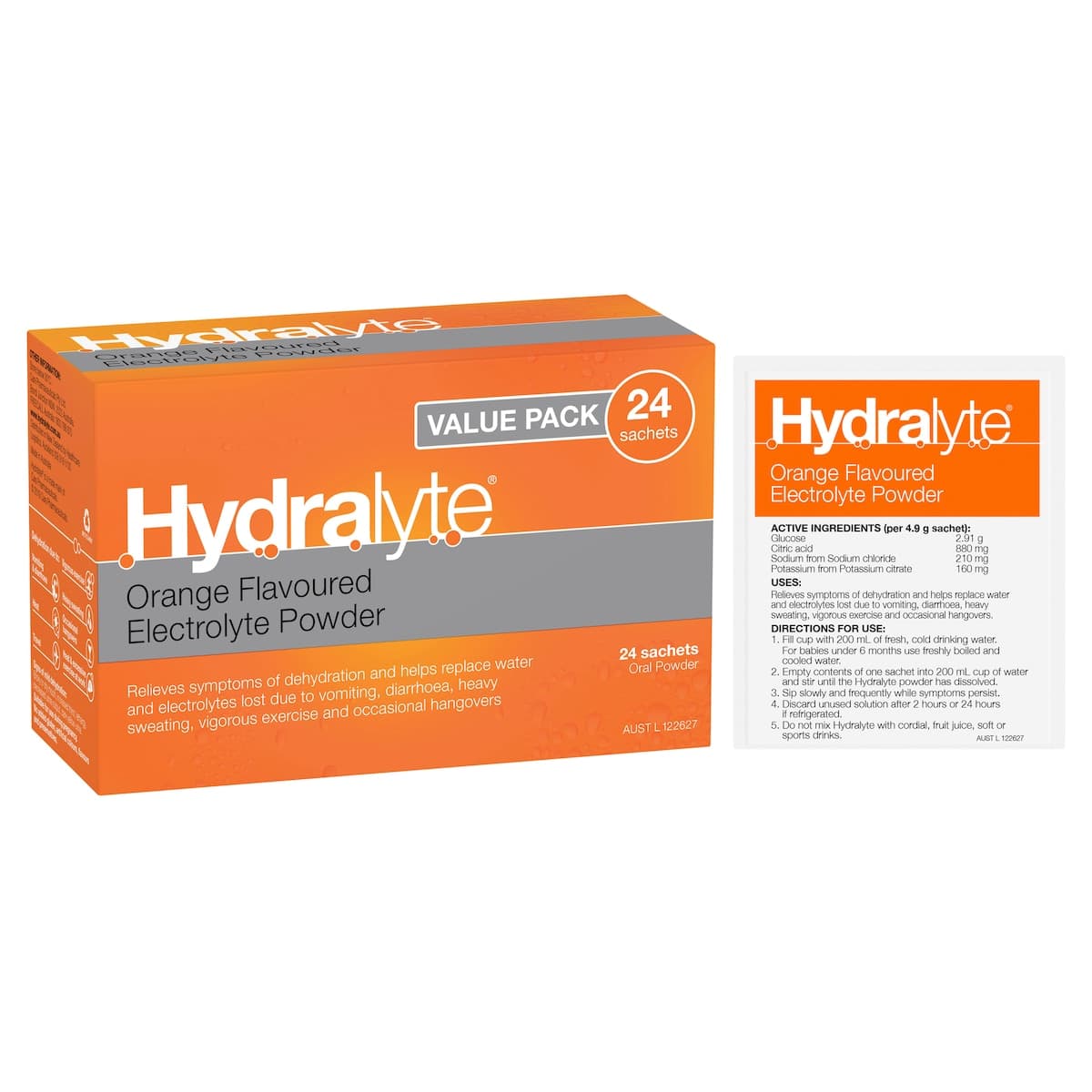 Thumbnail Hydralyte Electrolyte Powder Orange 24 Sachets