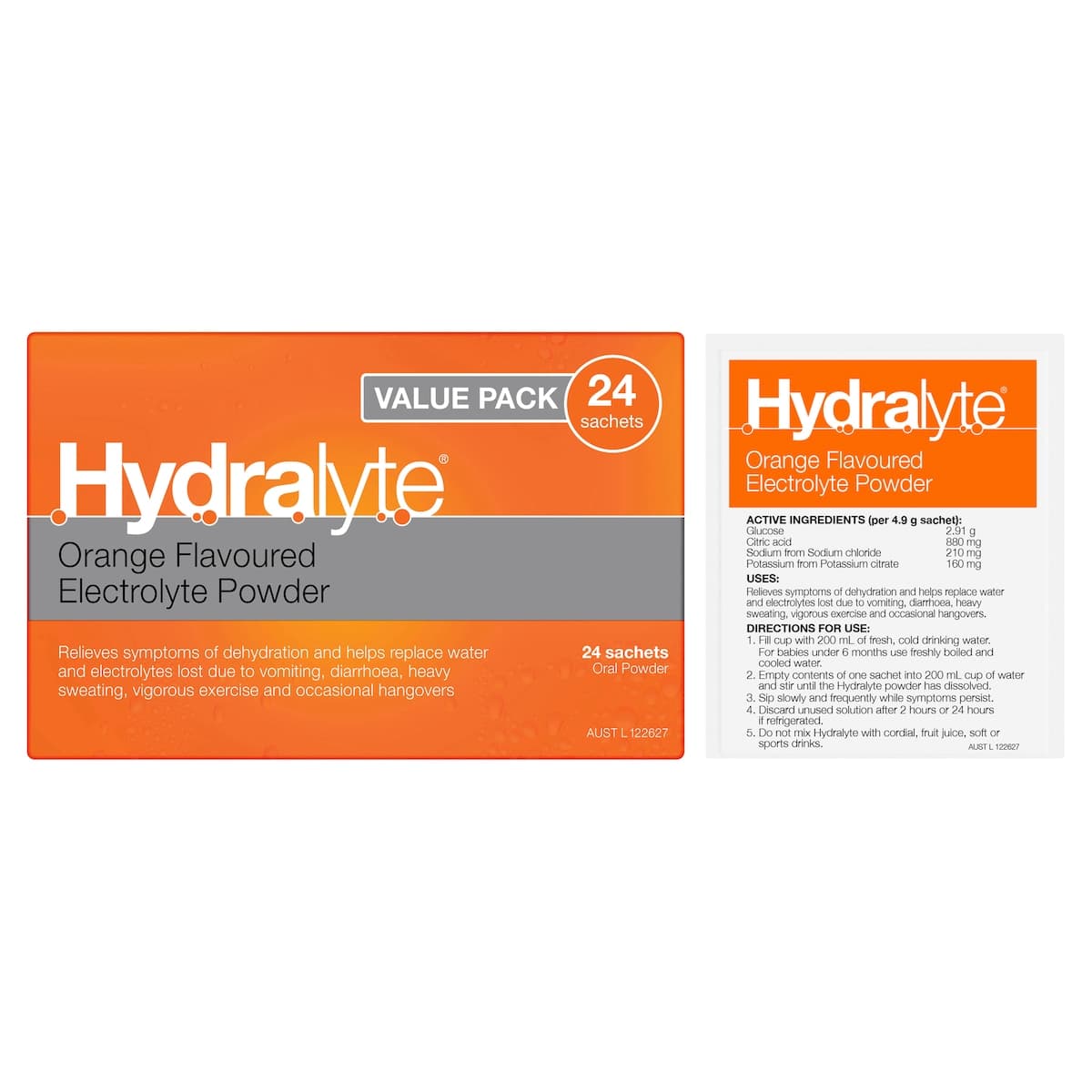 Thumbnail Hydralyte Electrolyte Powder Orange 24 Sachets