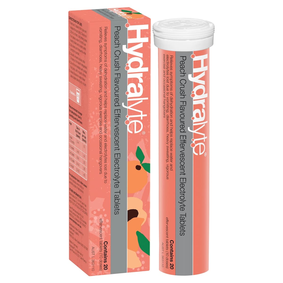 Thumbnail Hydralyte Effervescent Electrolyte Tablets Peach Crush 20 Pack