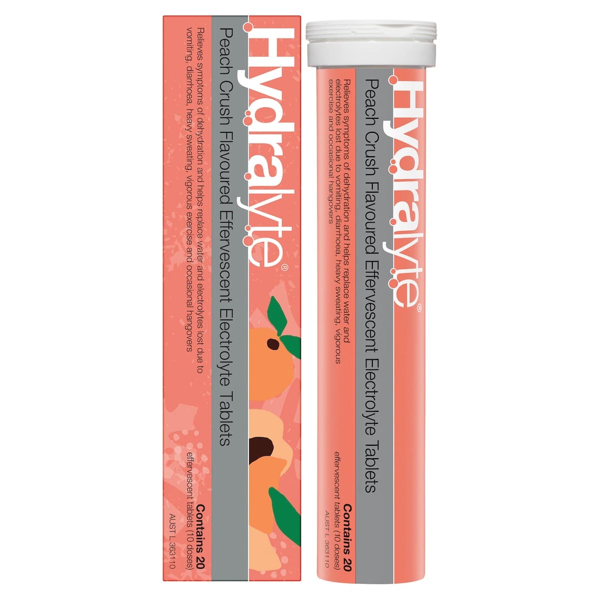 Thumbnail Hydralyte Effervescent Electrolyte Tablets Peach Crush 20 Pack