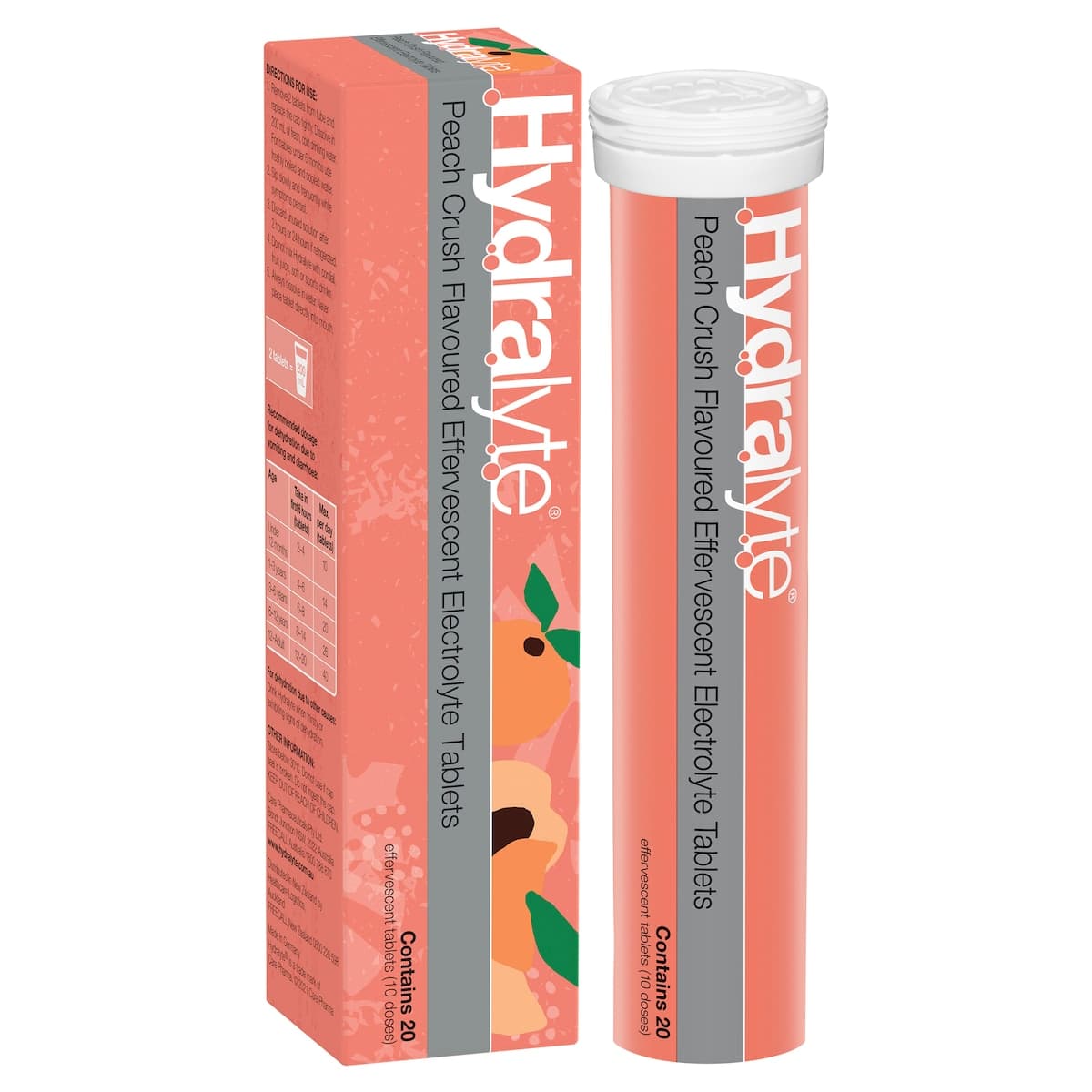 Thumbnail Hydralyte Effervescent Electrolyte Tablets Peach Crush 20 Pack