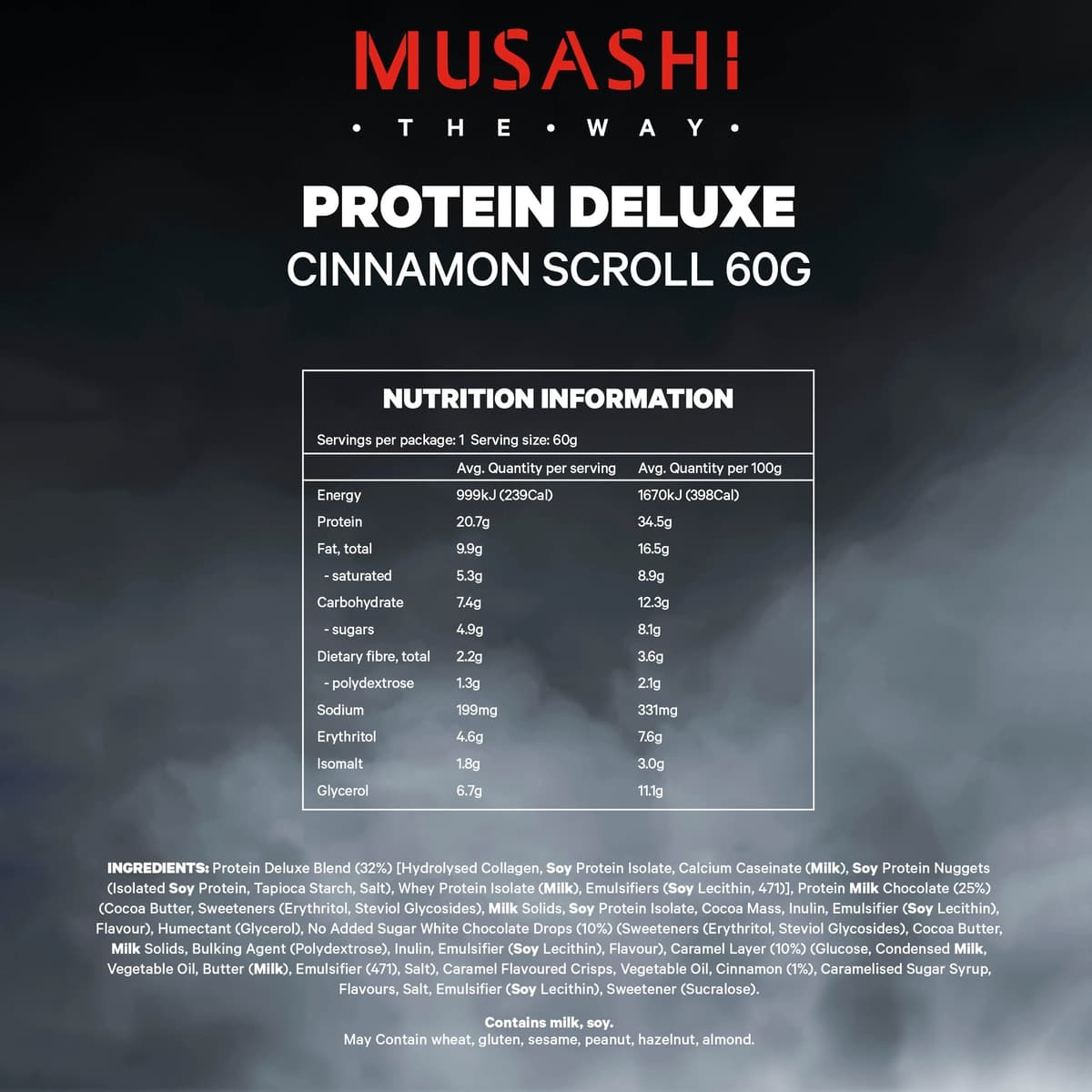 Thumbnail Musashi Deluxe Protein Bar Cinnamon Scroll 12 X 60G