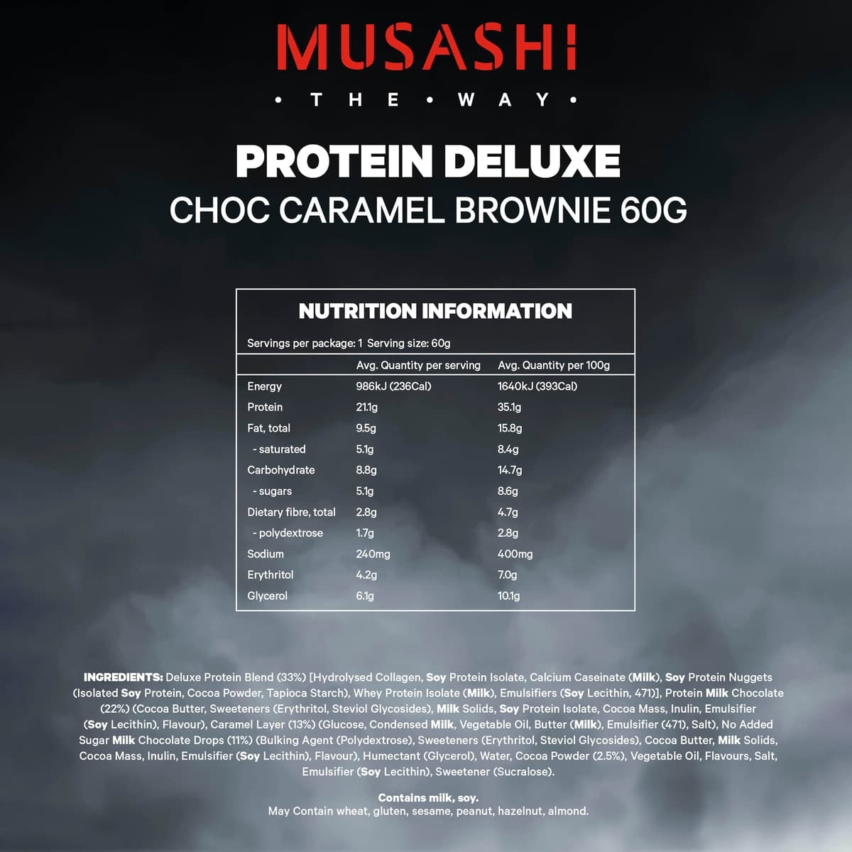 Thumbnail Musashi Deluxe Protein Bar Choc Caramel Brownie 12 X 60G