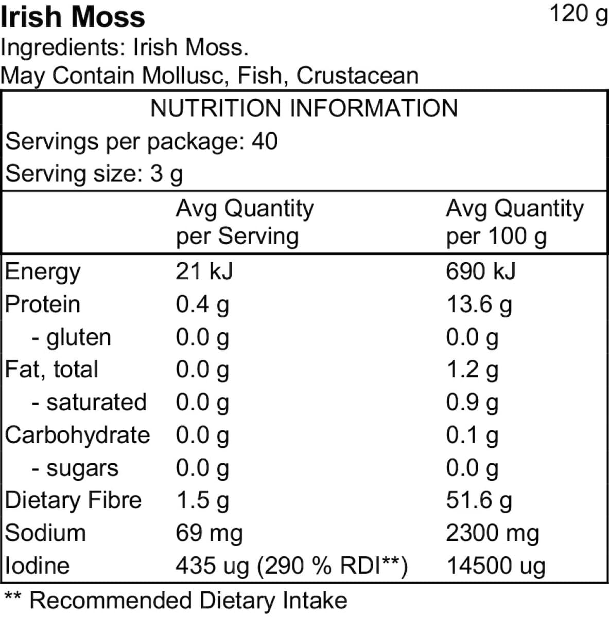 Thumbnail Pacific Harvest Irish Moss Pieces 120G