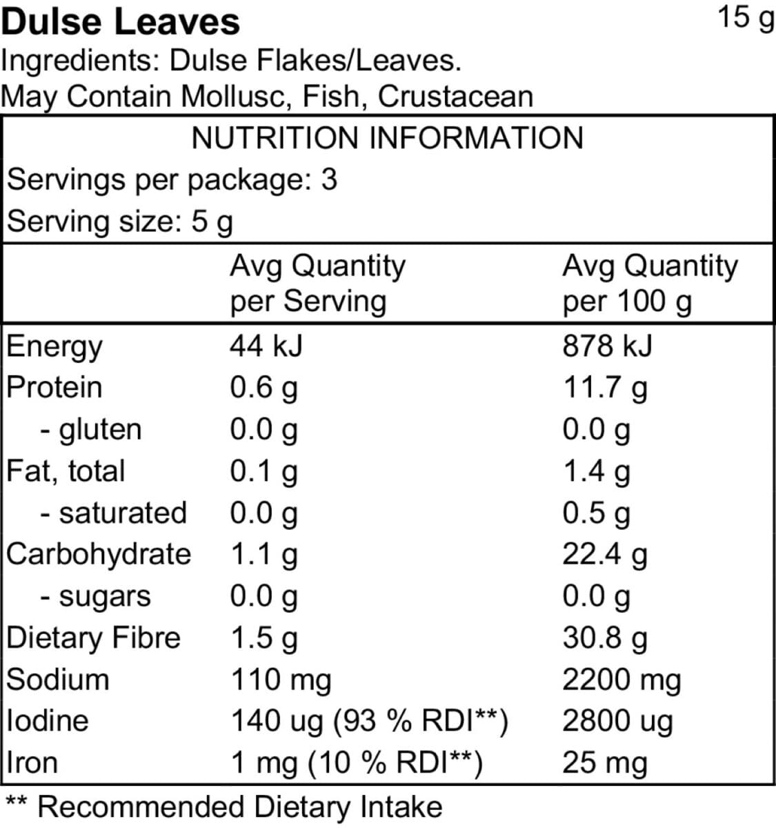 Thumbnail Pacific Harvest Atlantic Dulse Seaweed Leaves 15G