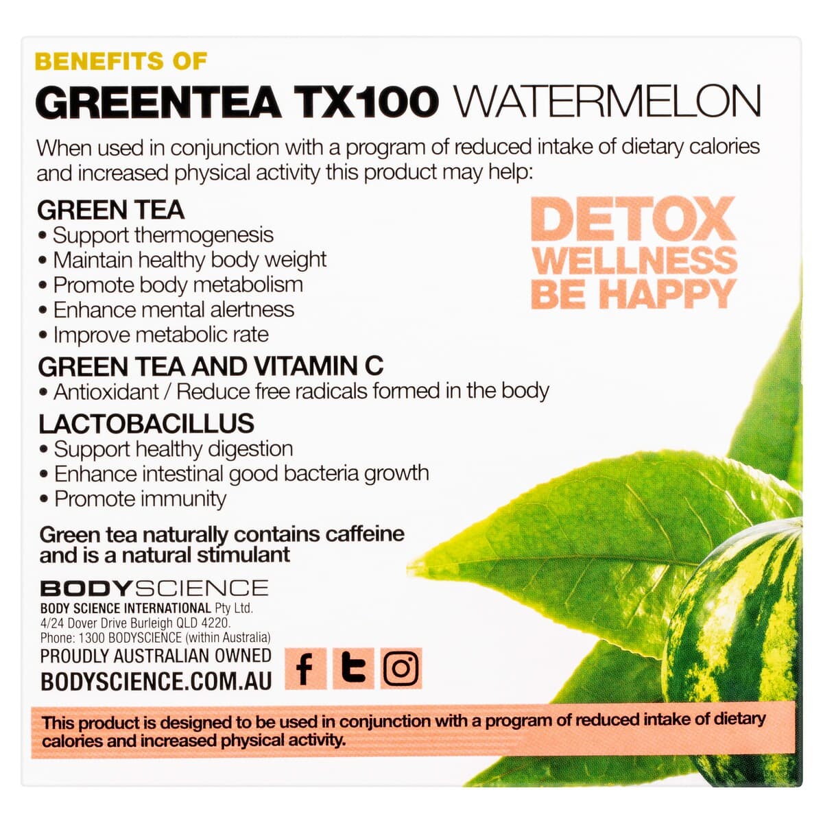 Thumbnail Bsc Body Science Green Tea Tx100 Watermelon 60 X 3G Sachets