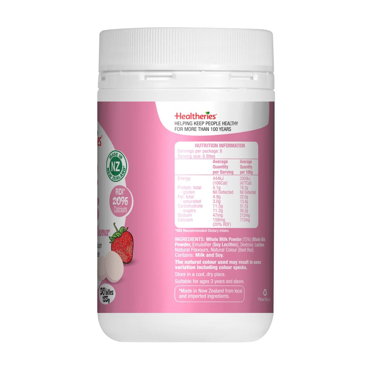 Thumbnail Healtheries Milk Bites Strawberry 185G