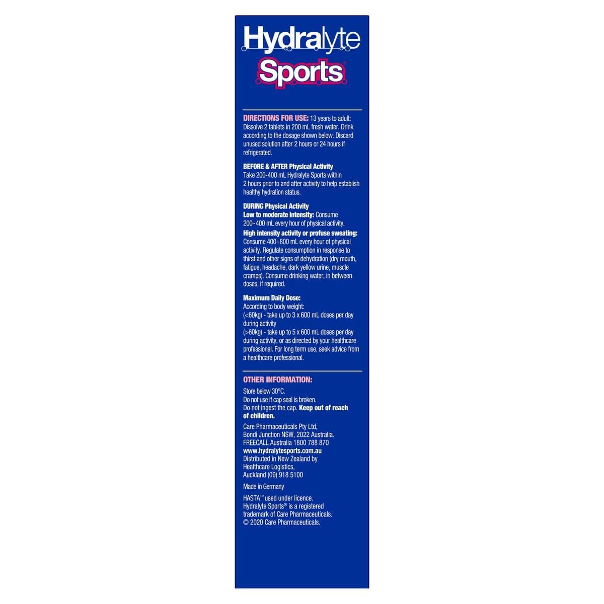 Thumbnail Hydralyte Sports Effervescent Electrolyte Tablets Berry 20 Pack