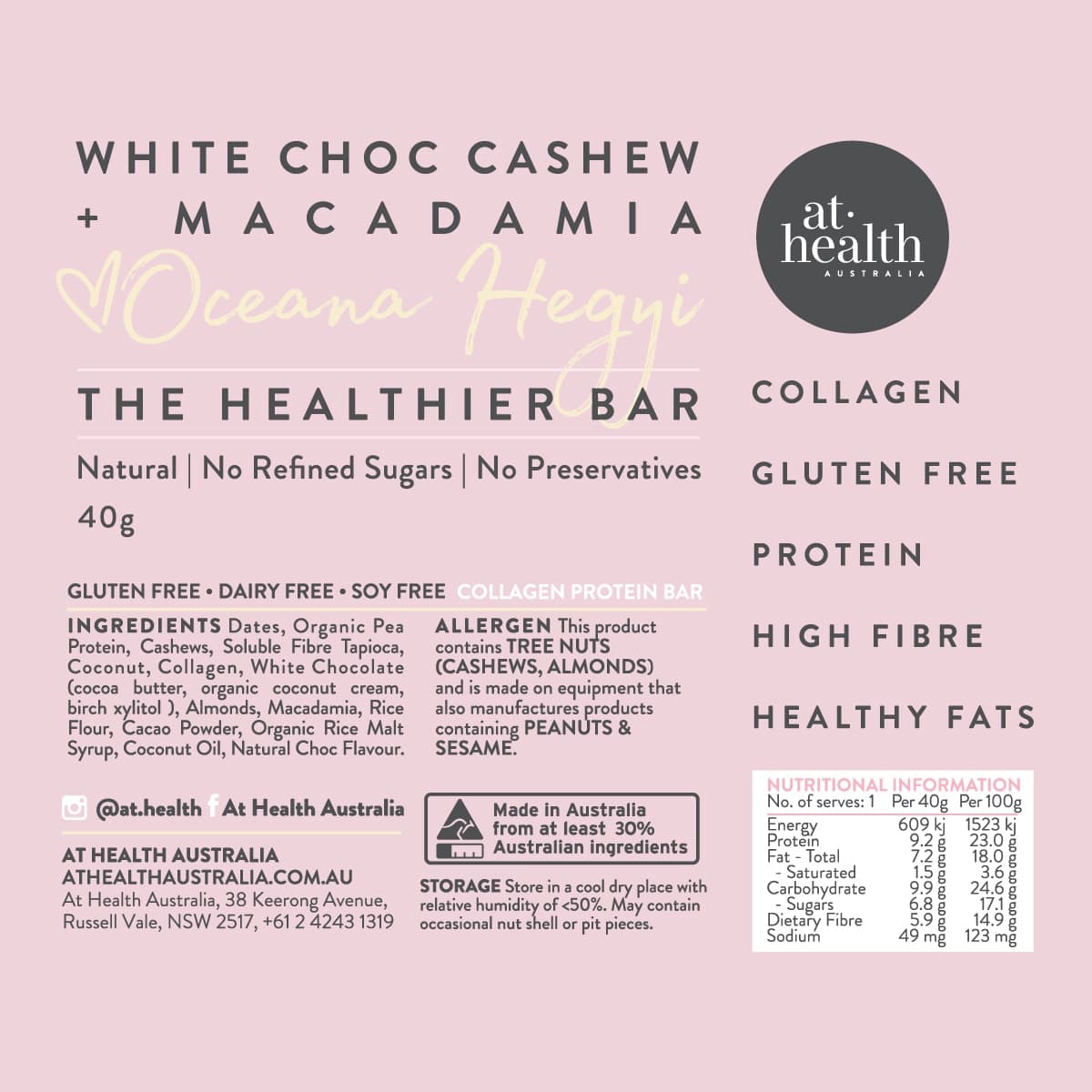 Thumbnail At Health Australia Natural Protein Bars White Chocolate Cashew & Macadamia 12 X 40G