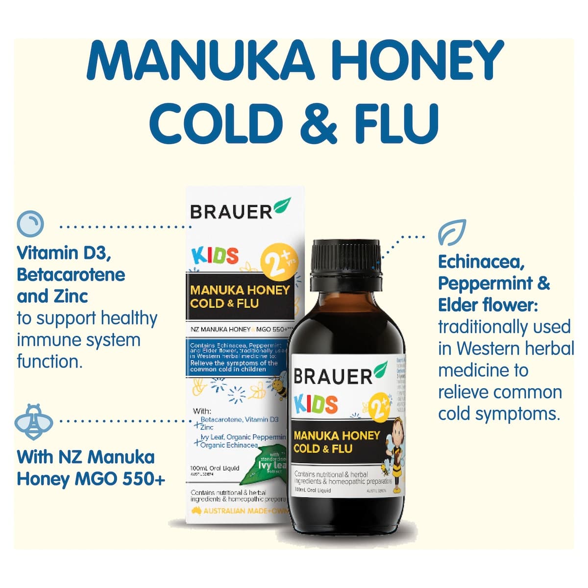 Thumbnail Brauer Kids Manuka Honey Cold & Flu 100Ml