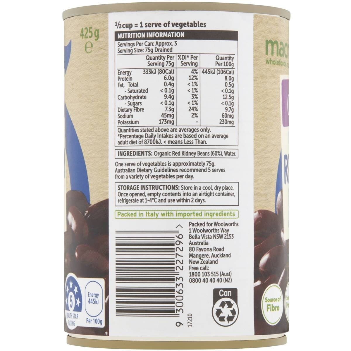 Thumbnail Macro Organic Red Kidney Beans 425G