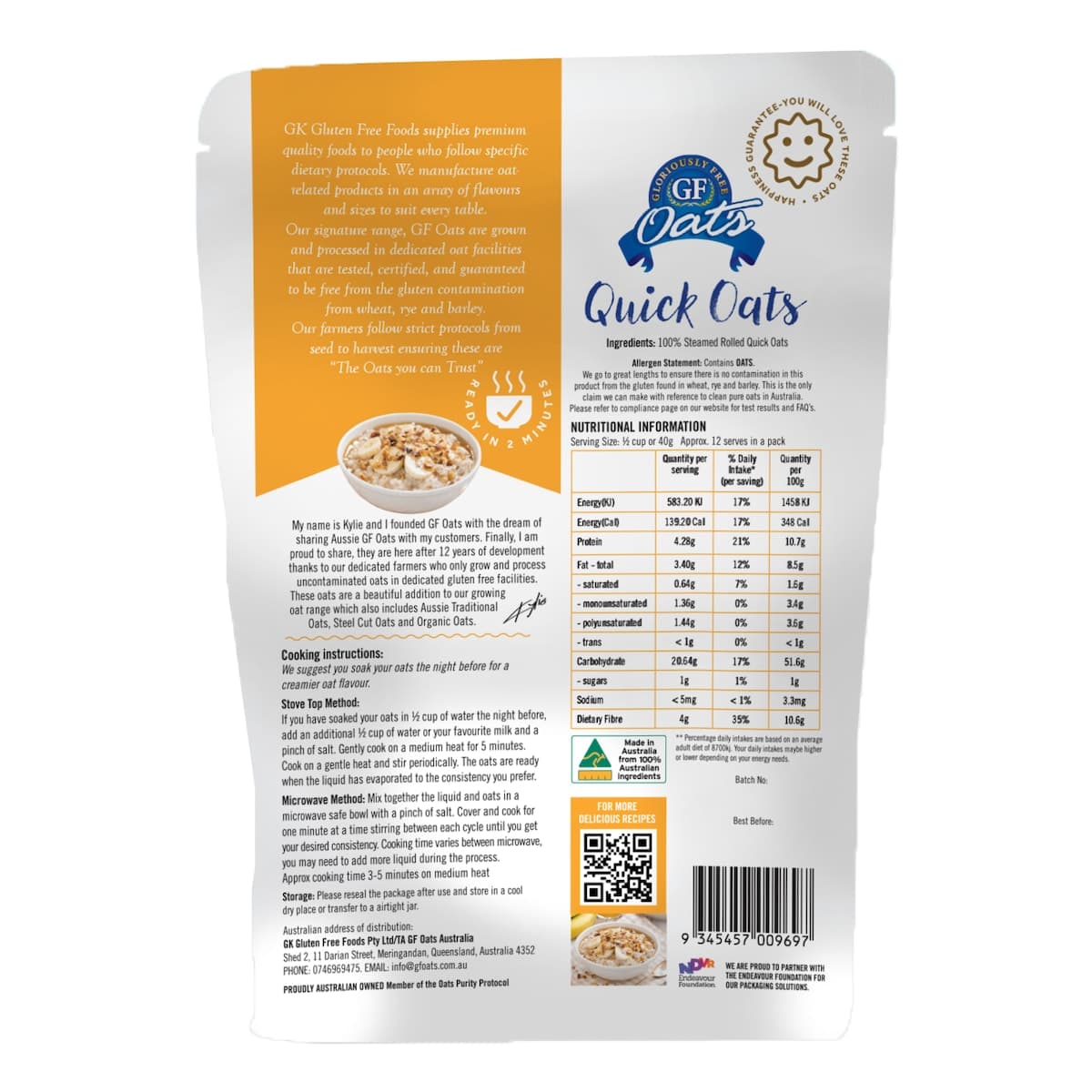 Thumbnail Gloriously Free Quick Oats 450G