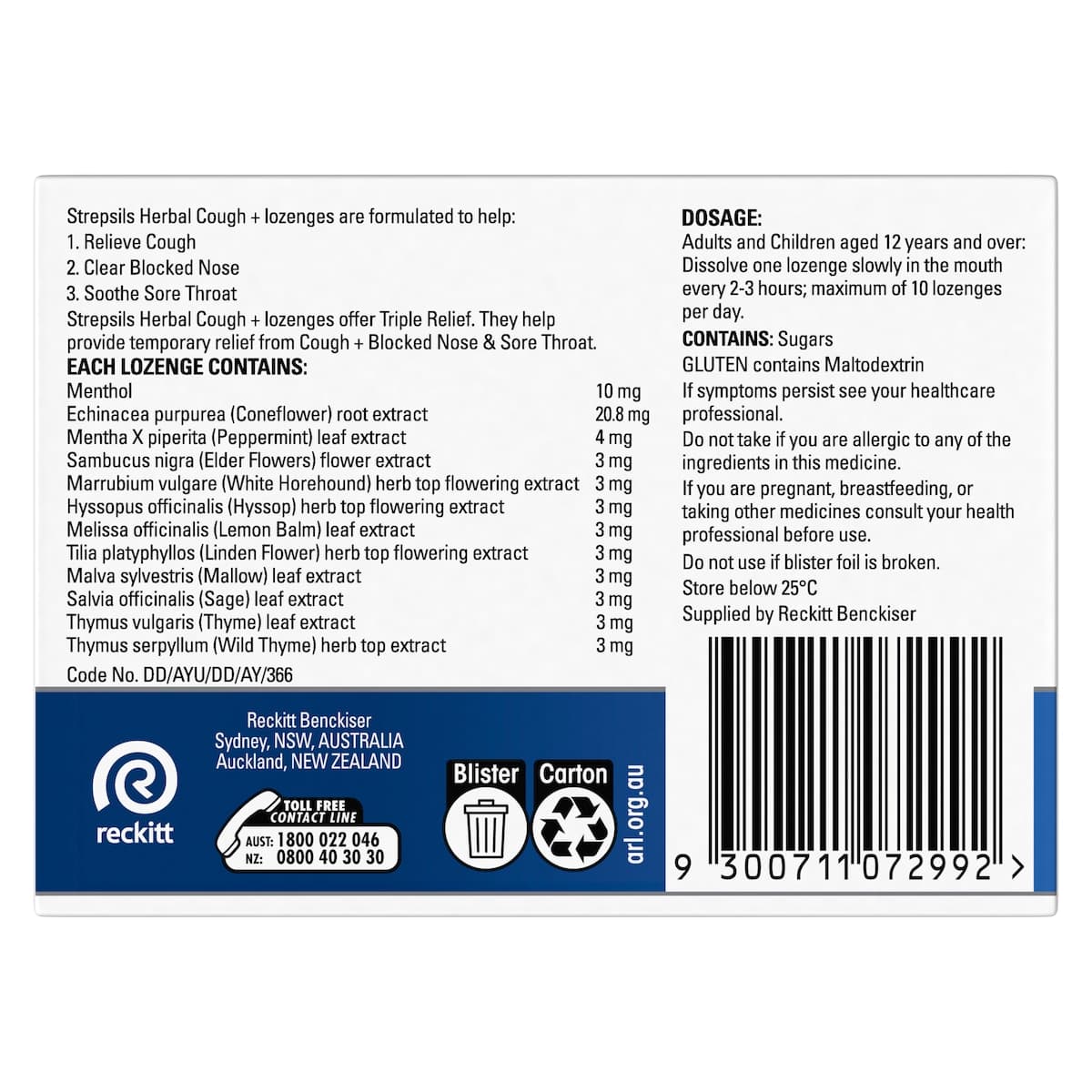 Thumbnail Strepsils Herbal Cough+ Honey Lemon 32 Lozenges