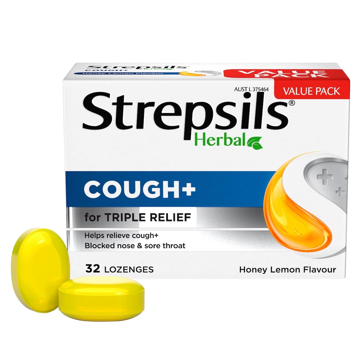 Thumbnail Strepsils Herbal Cough+ Honey Lemon 32 Lozenges