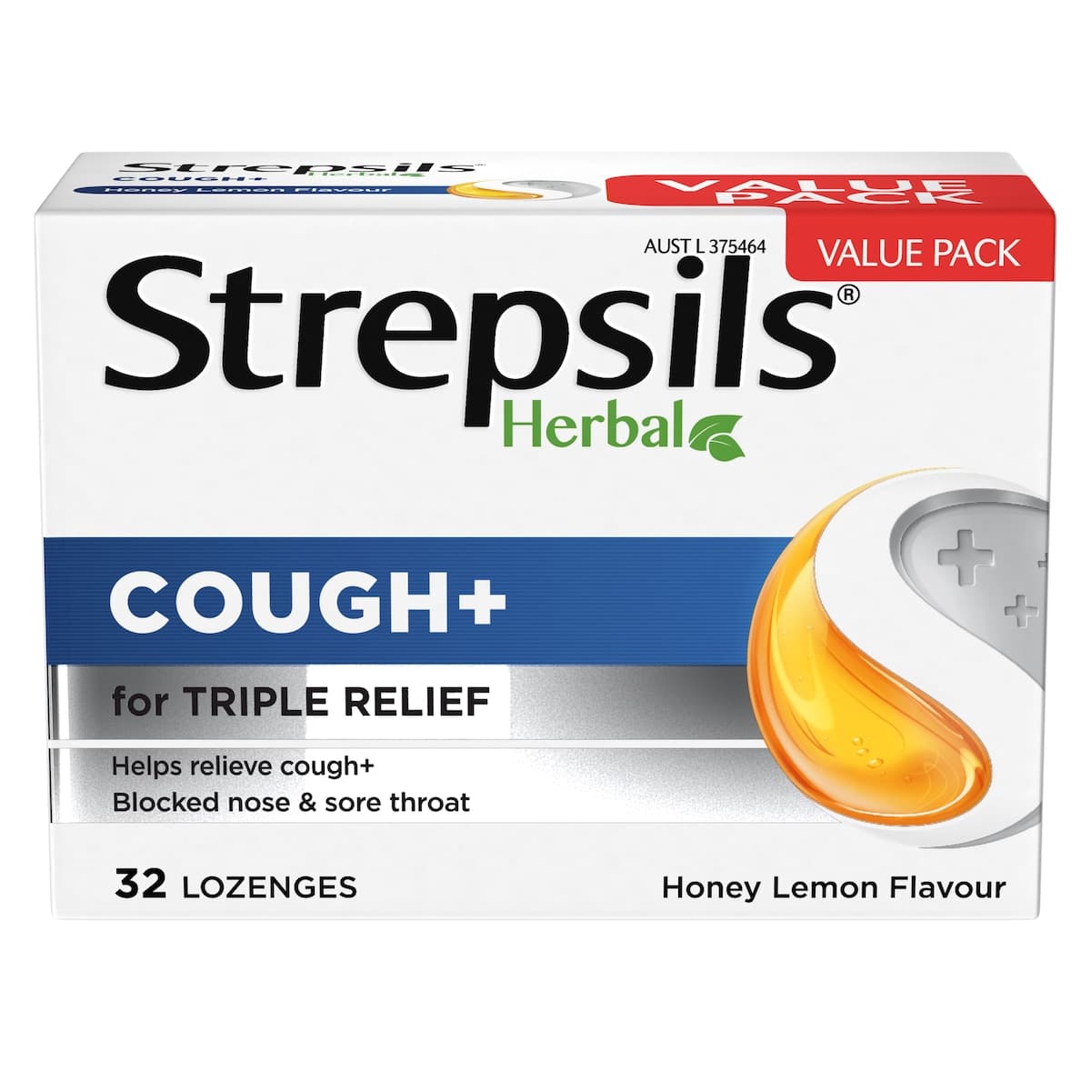 Thumbnail Strepsils Herbal Cough+ Honey Lemon 32 Lozenges