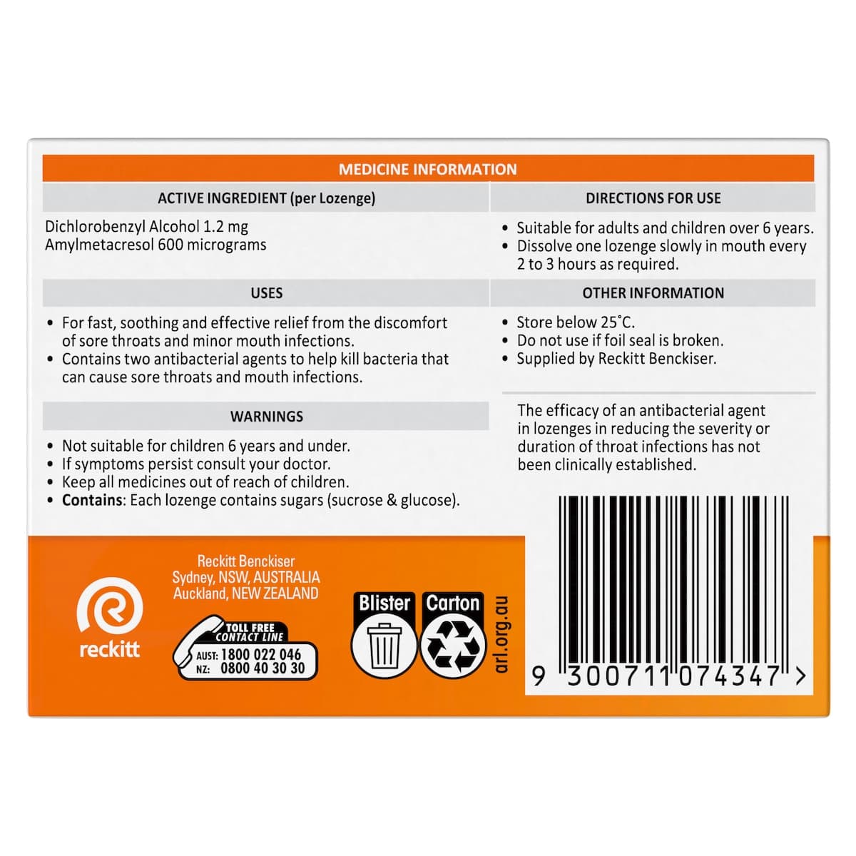 Thumbnail Strepsils Sore Throat Relief Orange 16 Lozenges