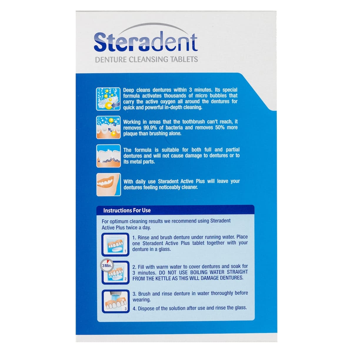 Thumbnail Steradent Active Plus Denture Cleansing Tablets Express 48 Tablets