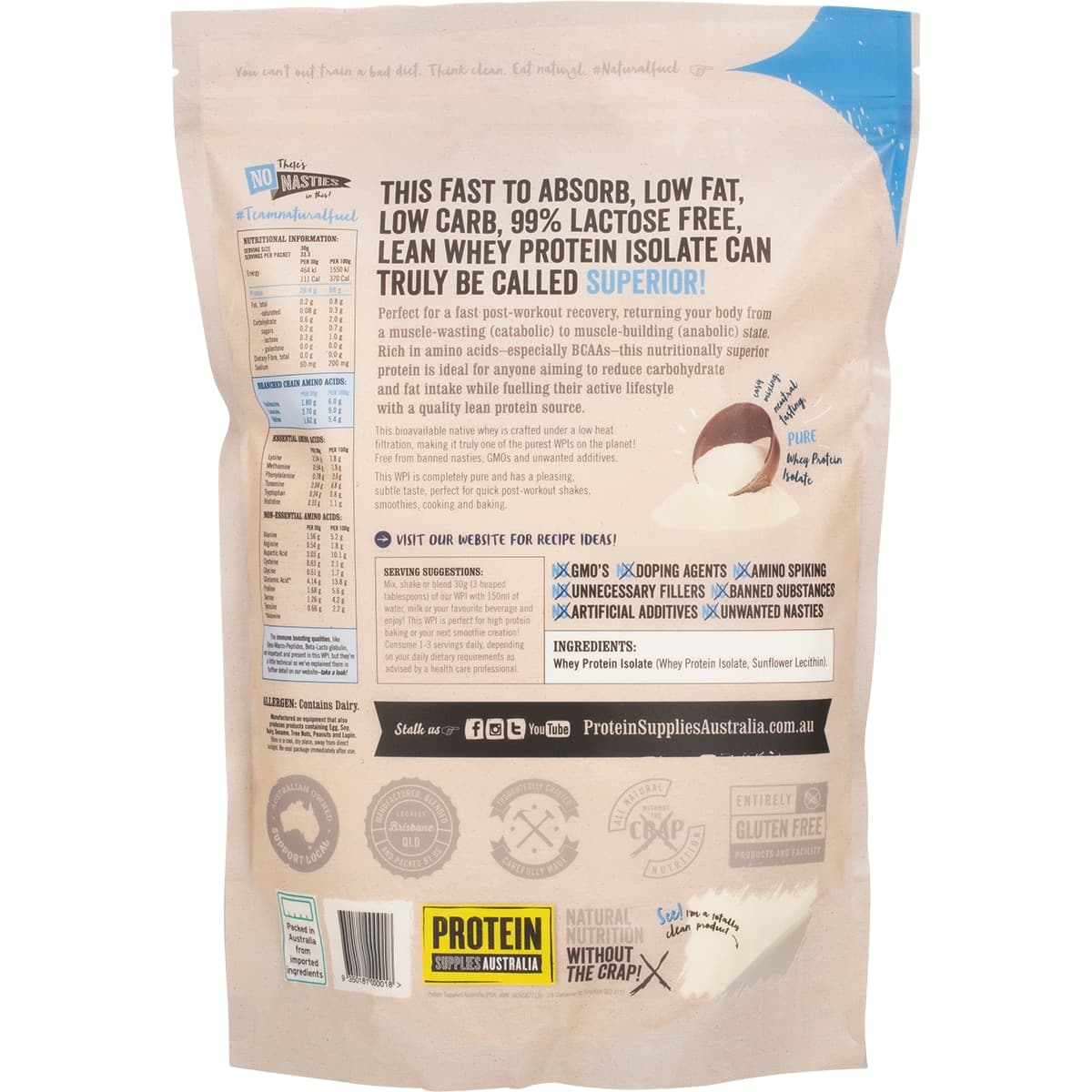 Thumbnail Protein Supplies Australia Whey Protein Isolate Unflavoured 1Kg