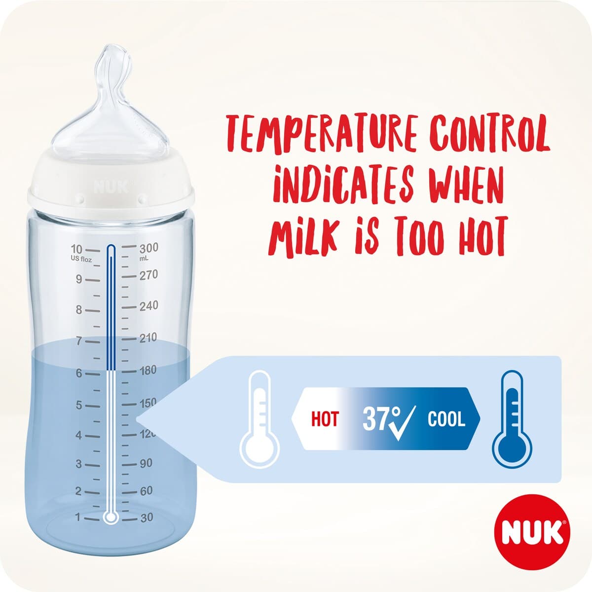 Thumbnail Nuk Glow In The Dark 300Ml Pp Bottle With Temp Control 6-18 Months