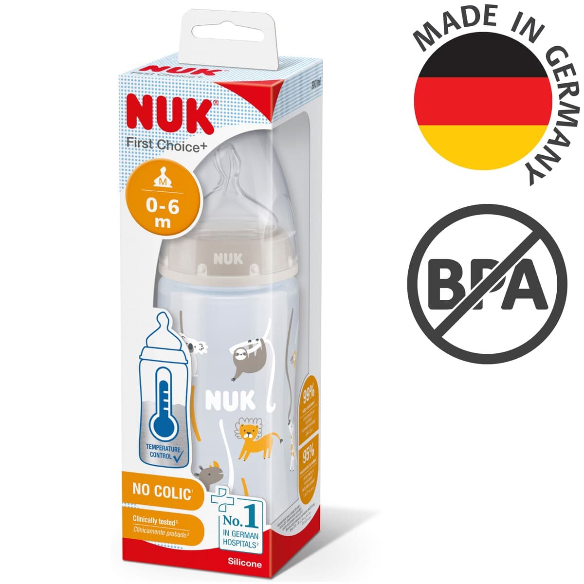 Thumbnail Nuk First Choice 300Ml Pp Bottle With Temp Control 0-6 Months - White