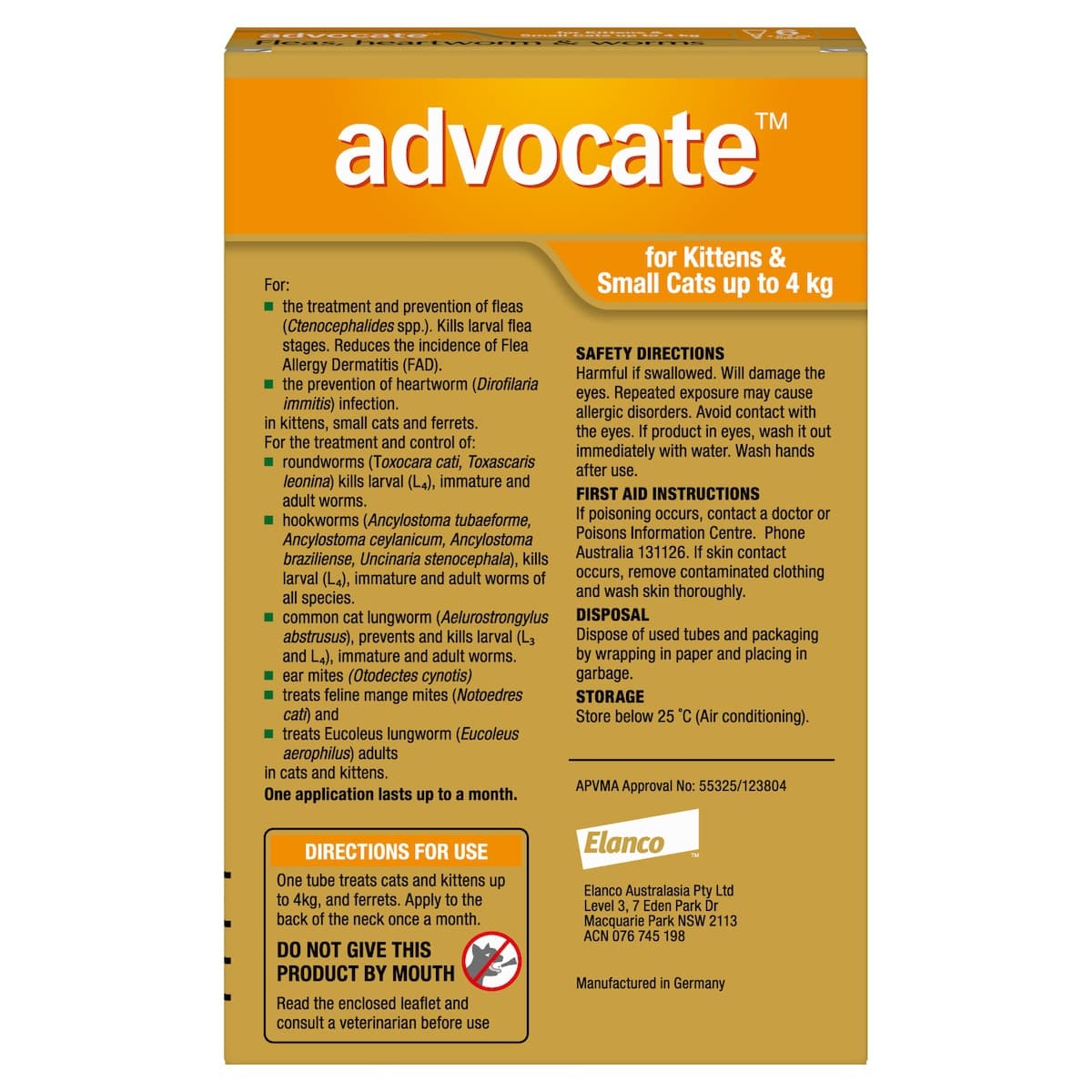 Thumbnail Advocate For Kittens & Small Cats Up To 4Kg Orange 6 Pack