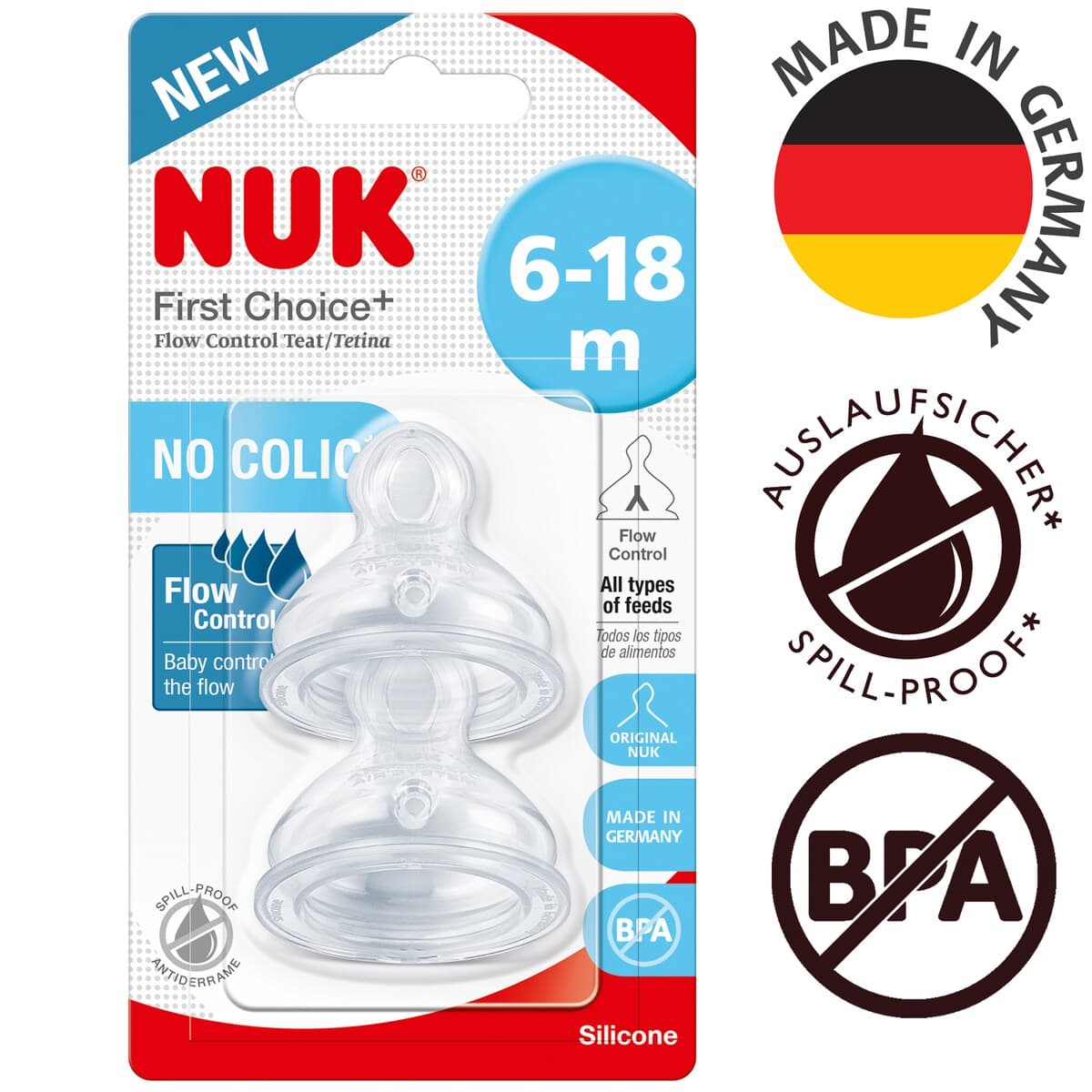 Thumbnail Nuk Flow Control Silicone Teat 6-18 Months