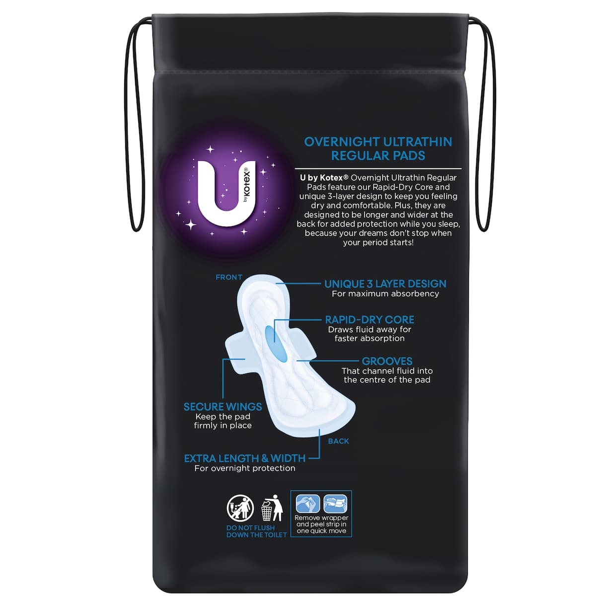 Thumbnail U By Kotex Ultrathins Overnight Regular Wing Pads 10 Pack