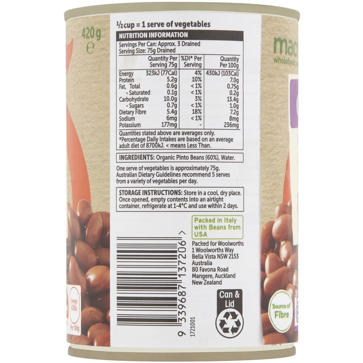 Thumbnail Macro Organic Pinto Beans No Added Salt 420G