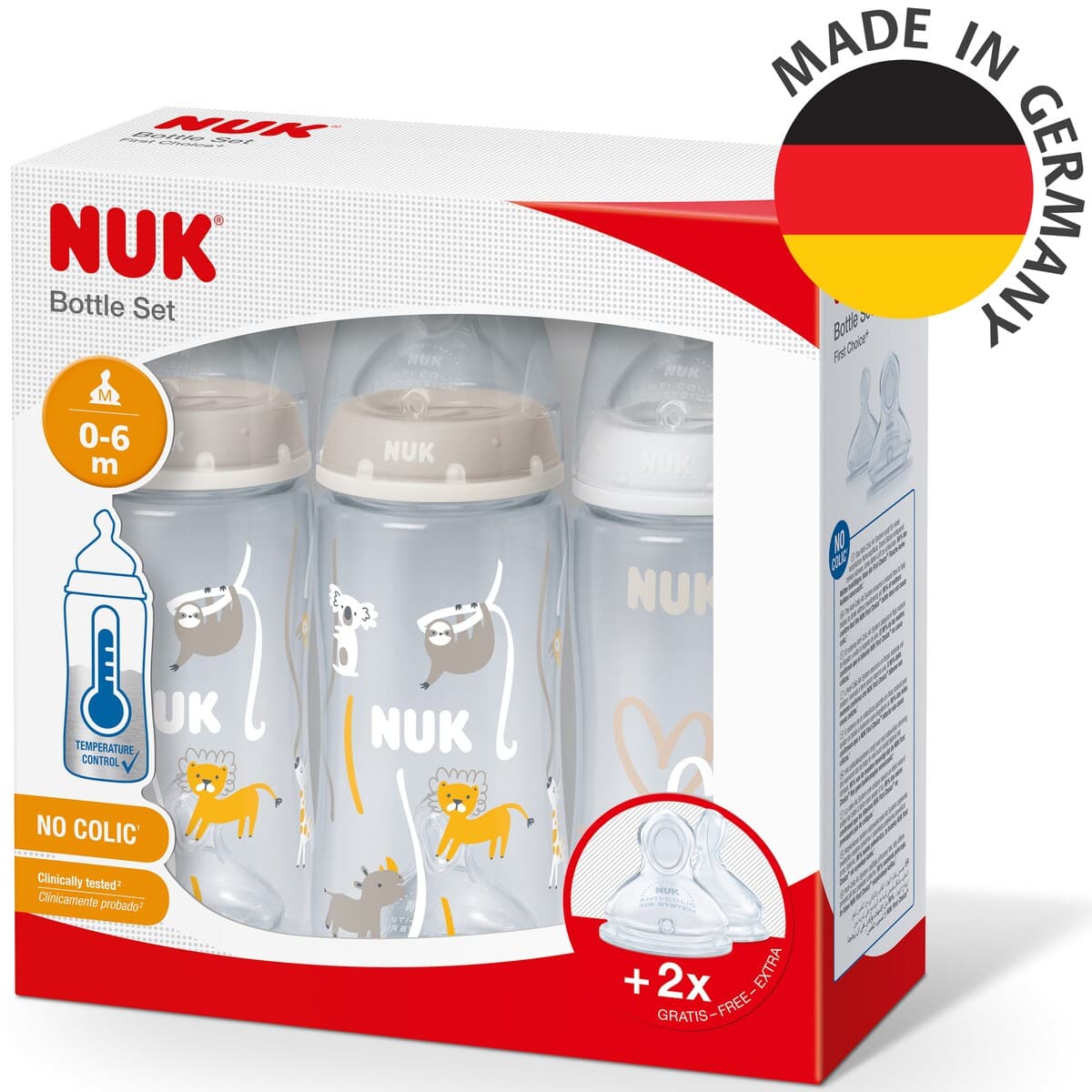 Thumbnail Nuk First Choice Temp Control 300Ml Baby Bottle White 3 Pack 0-6 Months