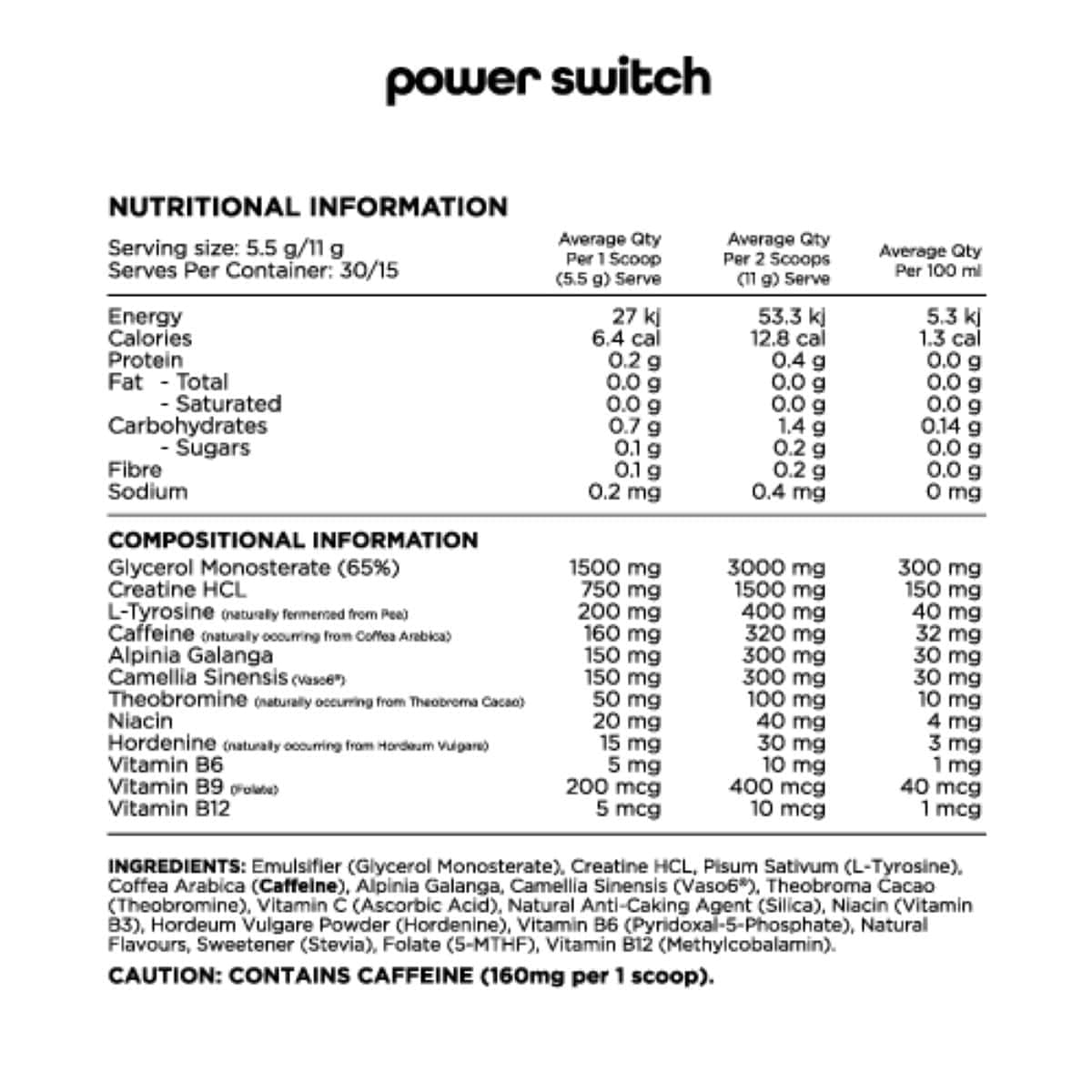 Thumbnail Switch Nutrition Power Performance Energy Pre-Workout Peach Lemonade 165G