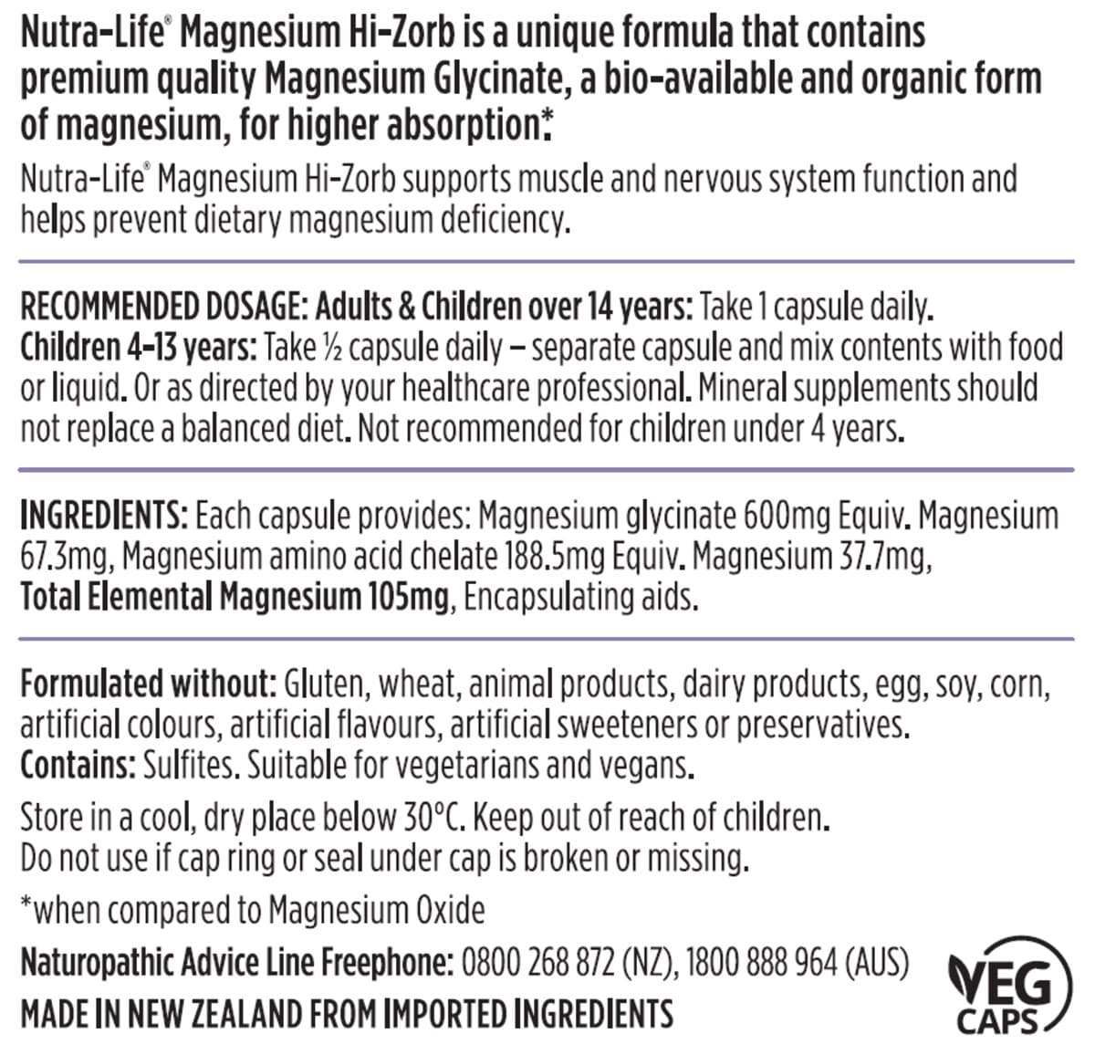 Thumbnail Nutra-Life Magnesium Hi-Zorb 60 Capsules