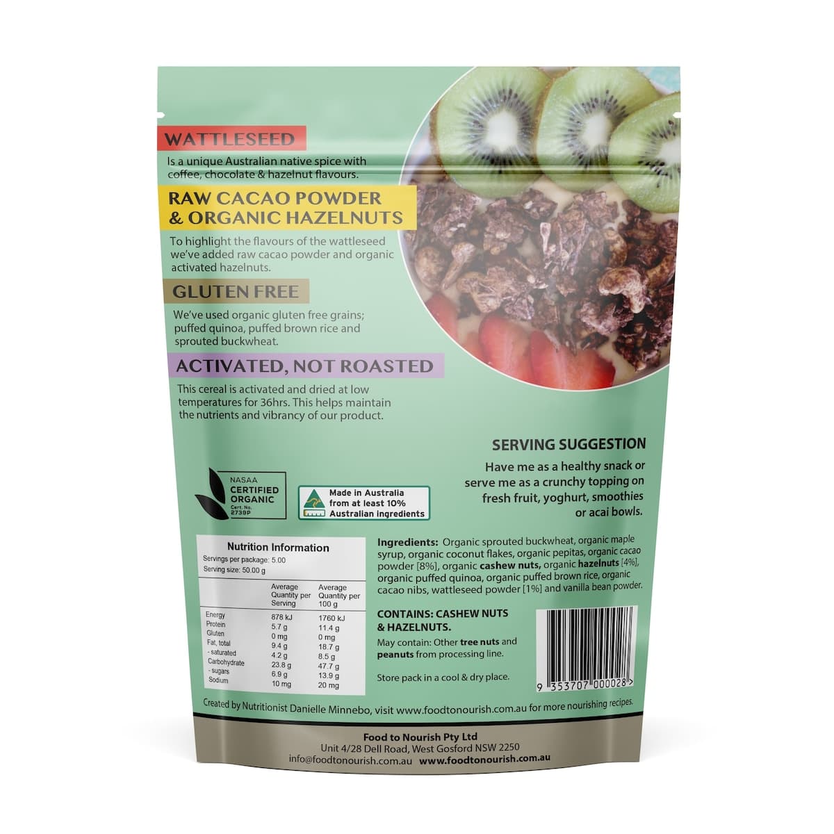 Thumbnail Food To Nourish Sprouted Clusters Cacao Wattleseed & Hazelnut 250G