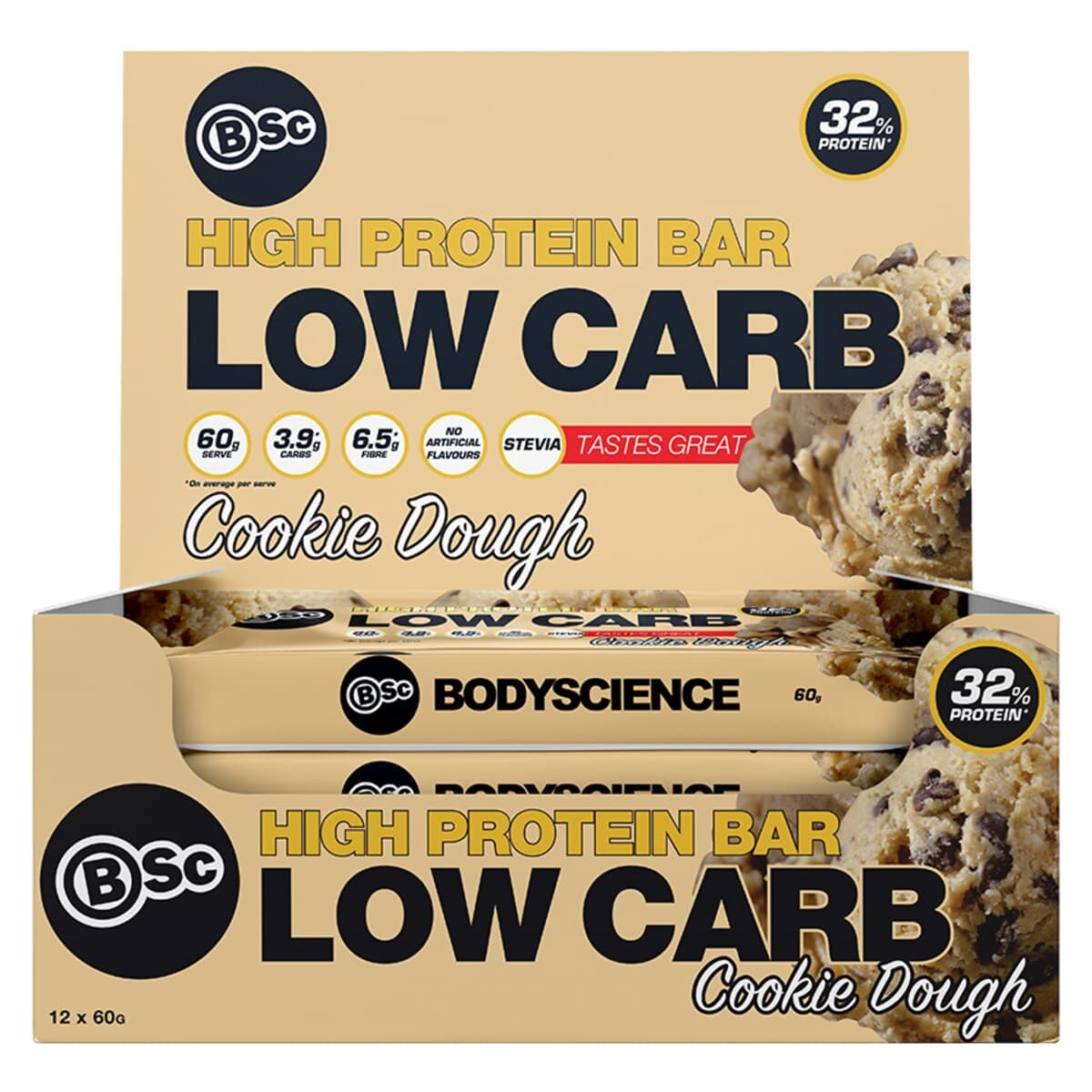 Thumbnail Bsc Body Science High Protein Low Carb Bar Cookie Dough 12 X 60G