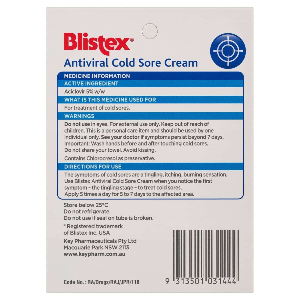 Thumbnail Blistex Antiviral Cold Sore Cream 5G